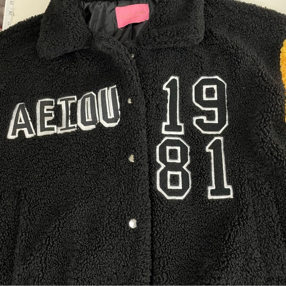 Azalea Wang Pick A Vowel Teddy Varsity Bomber Jacket Medium RARE - Picture 13 of 15